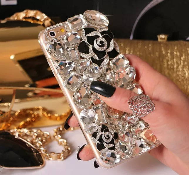 Camellia Flower Diamond Bling Case for Samsung - Premium Mobile Phone Cases from Dressmycell.com - Just $25! Shop now at Dressmycell.com