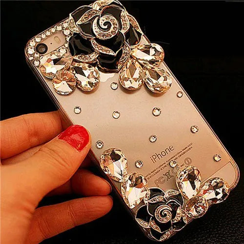 Camellia Flower Diamond Bling Case for Samsung - Premium Mobile Phone Cases from Dressmycell.com - Just $25! Shop now at Dressmycell.com