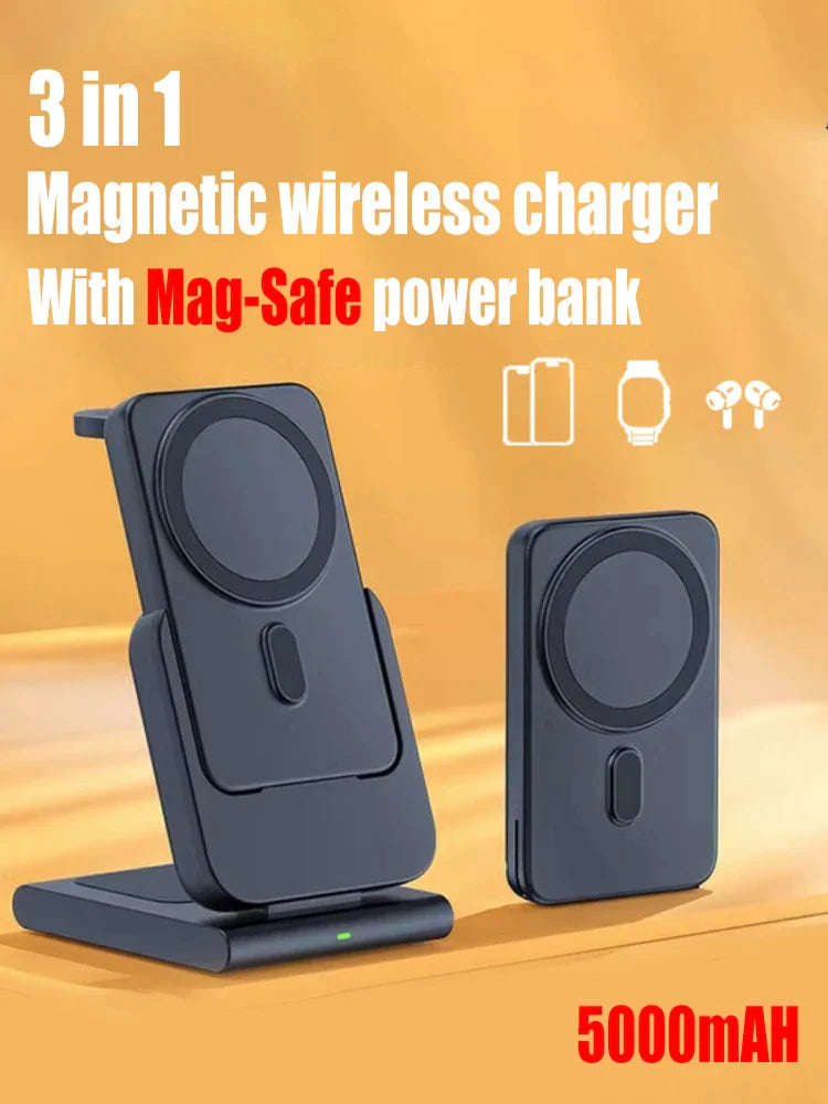 MacSafe 3in1 5000mAh Magnetic Wireless Power Bank & Charger Station - Best  Selling Chargers & Powerbanks –