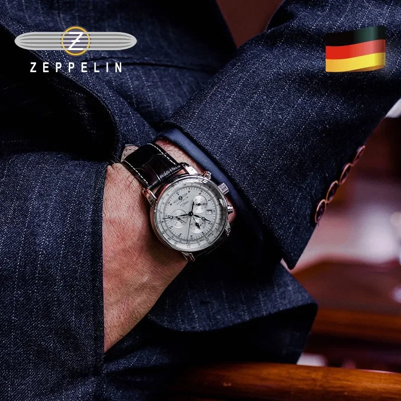Zeppelin Waterproof Chronograph Leather Watch For Men - Premium Watches from Zeppelin - Just $40! Shop now at Dressmycell.com