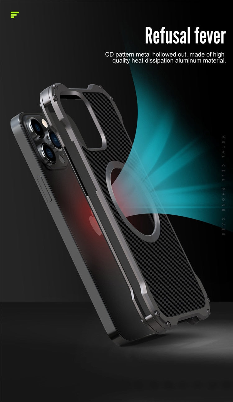 R-JUST Carbon Fiber Metal Case For iPhone - Premium Mobile Phone Cases from R-Just - Just $36.00! Shop now at Dressmycell.com