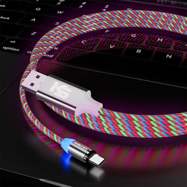 KEYSION Magnetic Cable Flowing Light LED Micro USB Cable