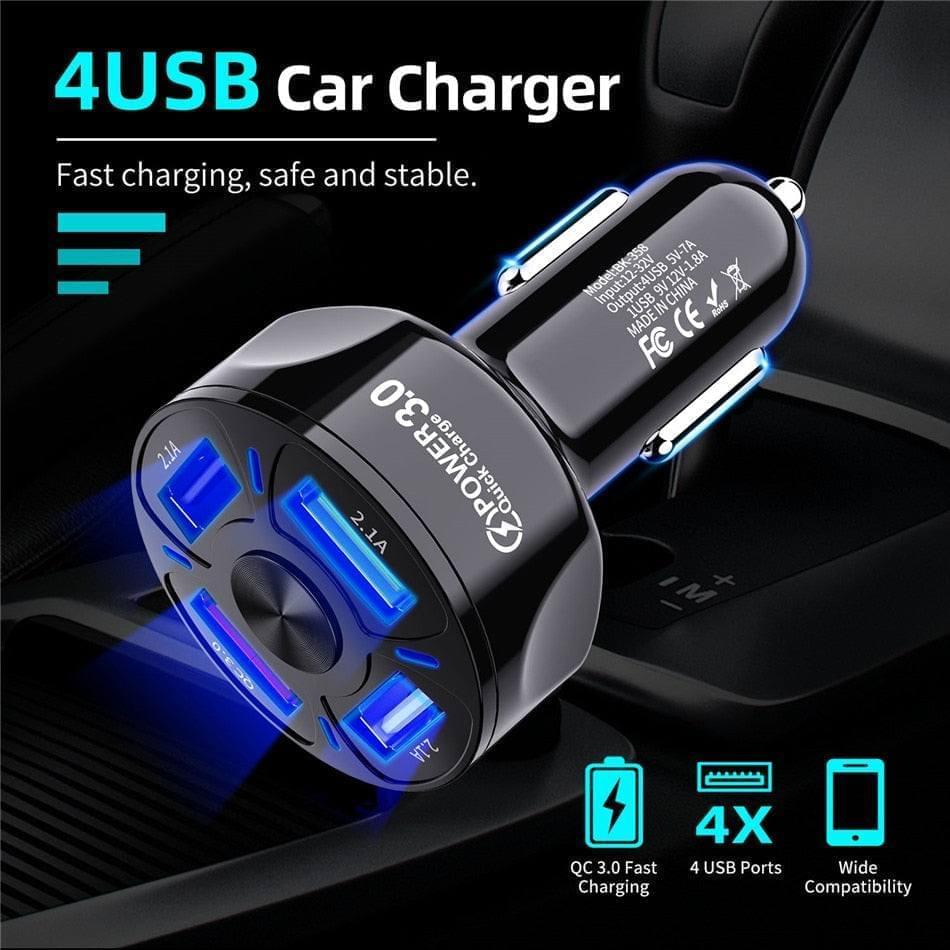 4 Ports USB 48W Quick Car Charger - Premium Chargers & Powerbanks from Dressmycell.com - Just $20.00! Shop now at Dressmycell.com