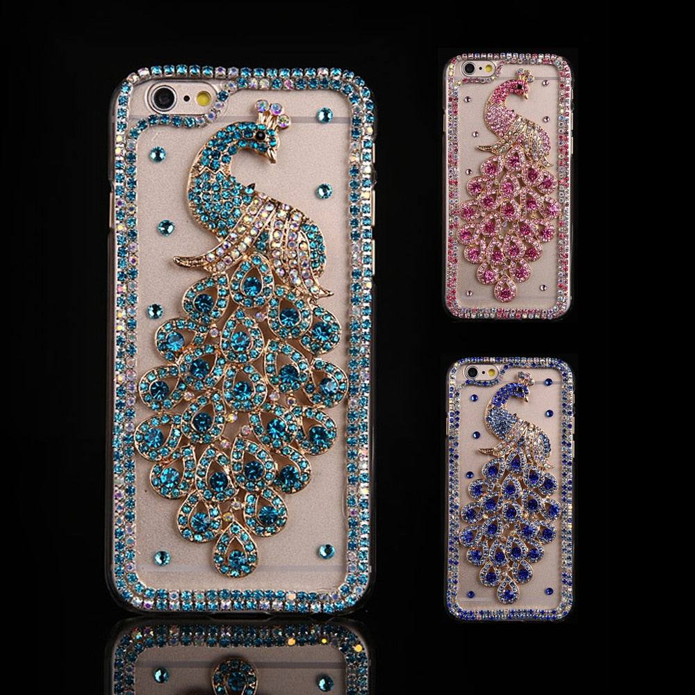 Peacock Rhinestone Case for Samsung Galaxy A Series - Premium Mobile Phone Cases from Dressmycell.com - Just $20.00! Shop now at Dressmycell.com