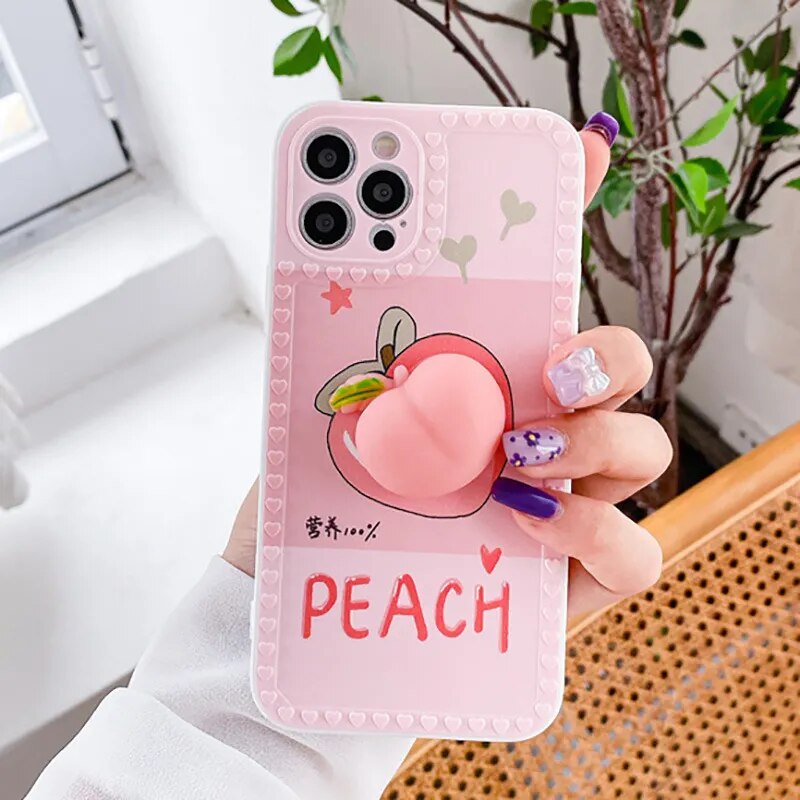 Cute 3D Peach Stress Reliever Case for iPhone - Premium Mobile Phone Cases from Dressmycell.com - Just $15! Shop now at Dressmycell.com