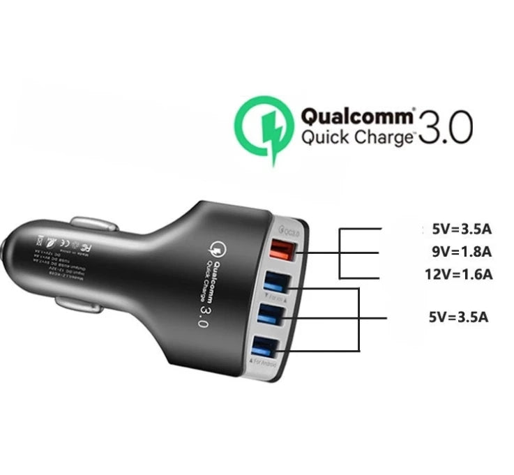 4USB QC 3.0 4Ports USB Car Portable Charger - Premium Chargers & Powerbanks from Dressmycell.com - Just $15! Shop now at Dressmycell.com