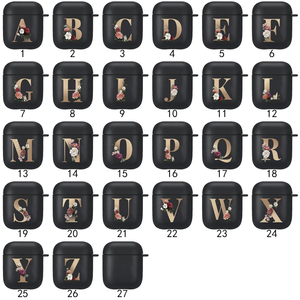 Cute Floral Gold Initial Alphabet Letter Case For Airpods - Premium Airpods Cases from Dressmycell.com - Just $14! Shop now at Dressmycell.com