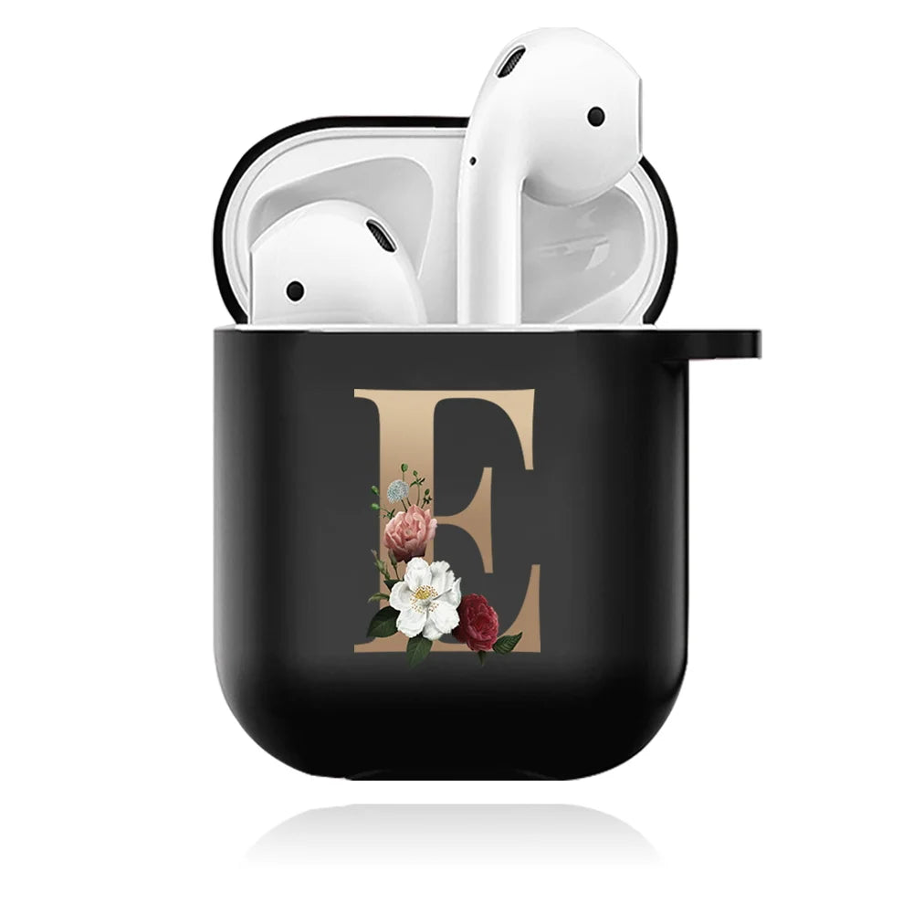 Cute Floral Gold Initial Alphabet Letter Case For Airpods - Premium Airpods Cases from Dressmycell.com - Just $14! Shop now at Dressmycell.com