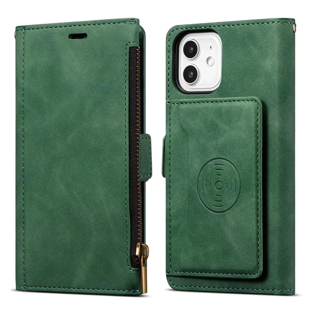 Zipper Flip Leather Wallet Case for iPhone - Premium Mobile Phone Cases from Dressmycell.com - Just $22! Shop now at Dressmycell.com