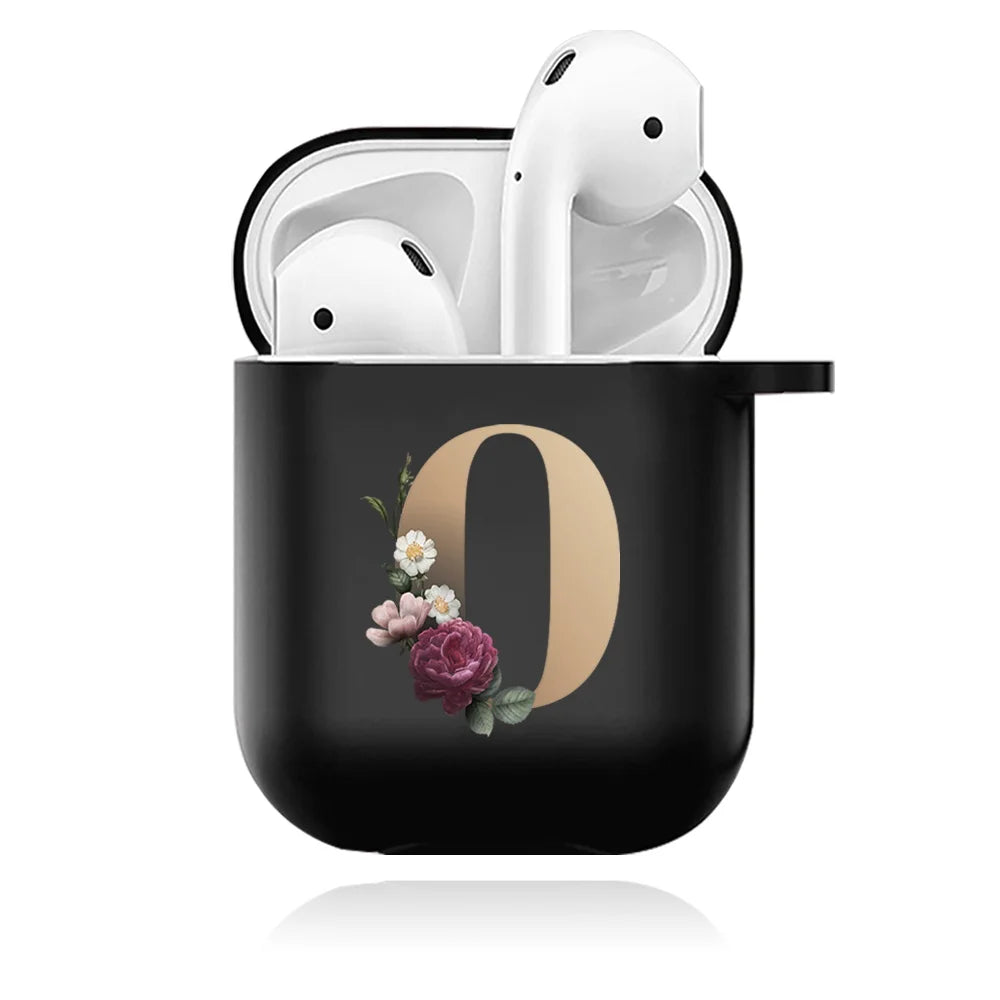 Cute Floral Gold Initial Alphabet Letter Case For Airpods - Premium Airpods Cases from Dressmycell.com - Just $14! Shop now at Dressmycell.com