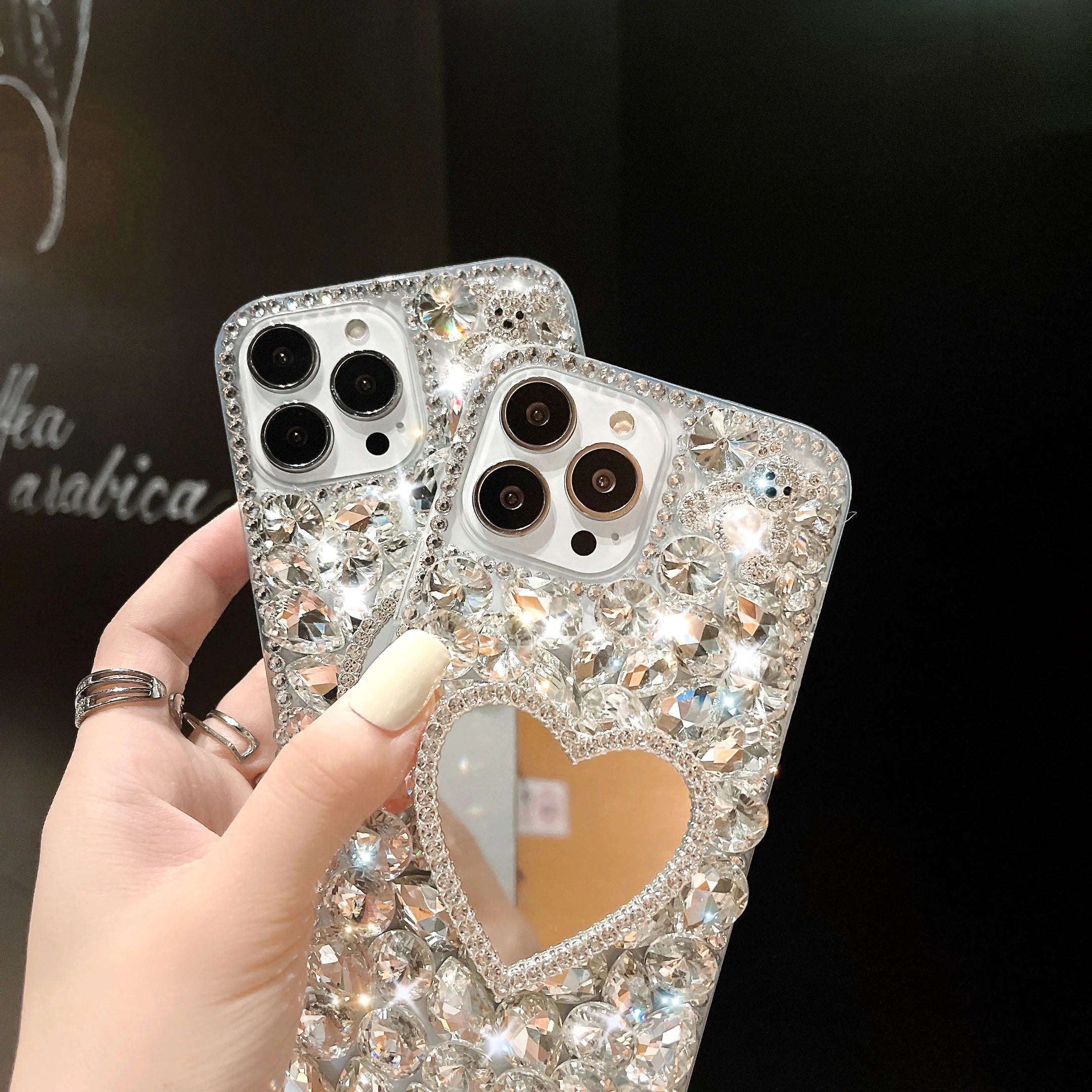 Luxury Diamond Makeup Mirror Case For iPhone - Premium Mobile Phone Cases from Dressmycell.com - Just $25! Shop now at Dressmycell.com