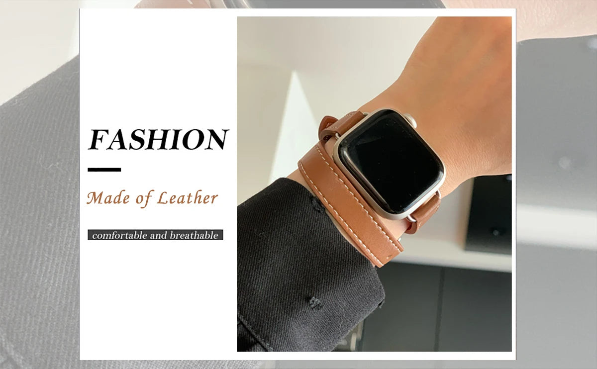 Leather Strap Band Replacement for Apple Watch - Premium Apple Watch Accessories from Dressmycell.com - Just $16! Shop now at Dressmycell.com