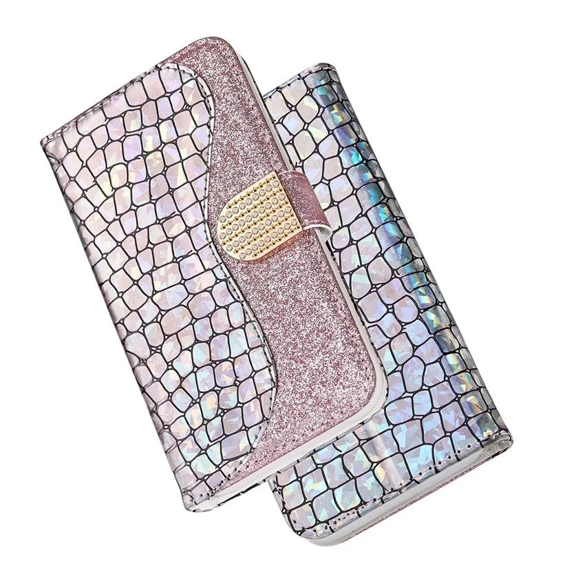 Shiny Flash Leather Wallet Case For Samsung - Premium Mobile Phone Cases from Dressmycell.com - Just $17! Shop now at Dressmycell.com