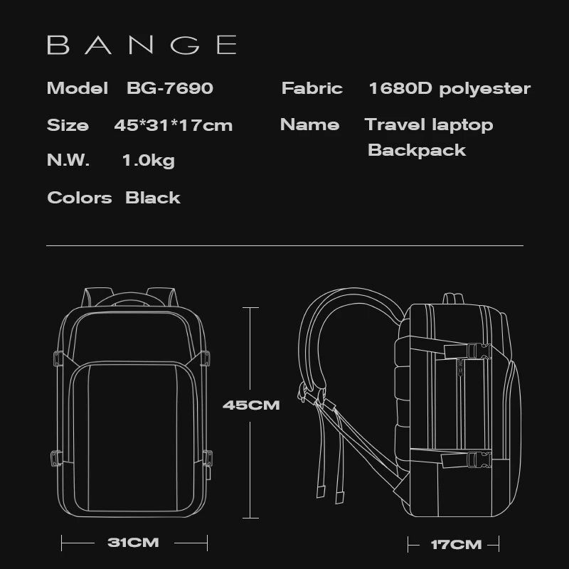 BANGE Capacity USB Charging Backpack - Premium Laptop Bags from Dressmycell.com - Just $70! Shop now at Dressmycell.com