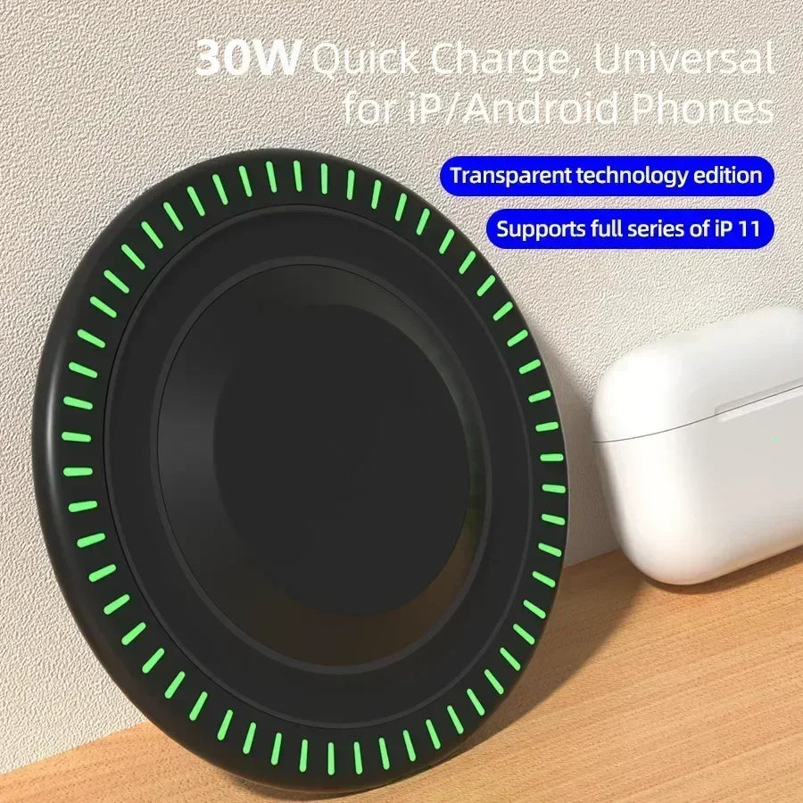 30W Fast Wireless Charging Pad - Premium Chargers & Powerbanks from Dressmycell.com - Just $15! Shop now at Dressmycell.com