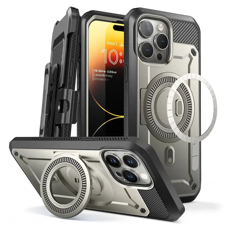 Super Rugged Case with Built-in Screen Protector & Kickstand for iPhone 15 Pro Max - Premium Mobile Phone Cases from Dressmycell.com - Just $60! Shop now at Dressmycell.com