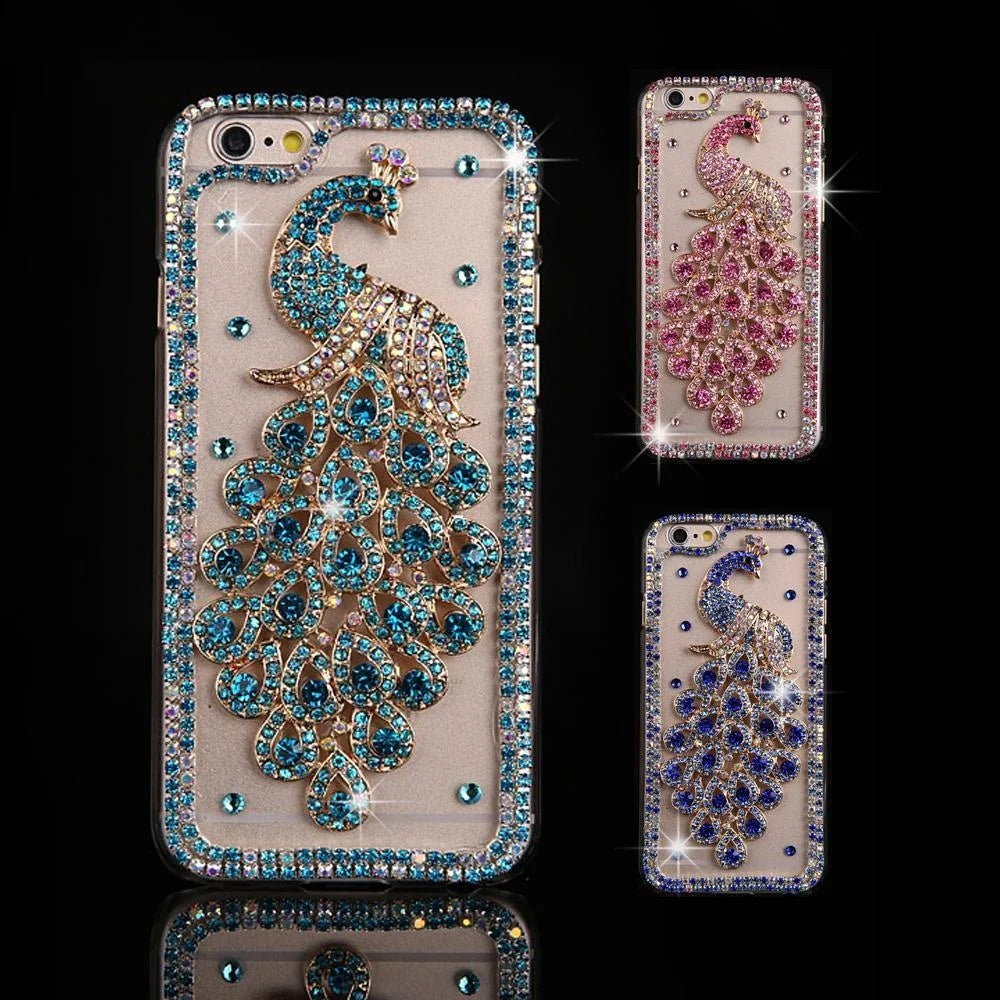 Peacock Rhinestone Case for iPhone - Premium Mobile Phone Cases from Dressmycell.com - Just $20! Shop now at Dressmycell.com