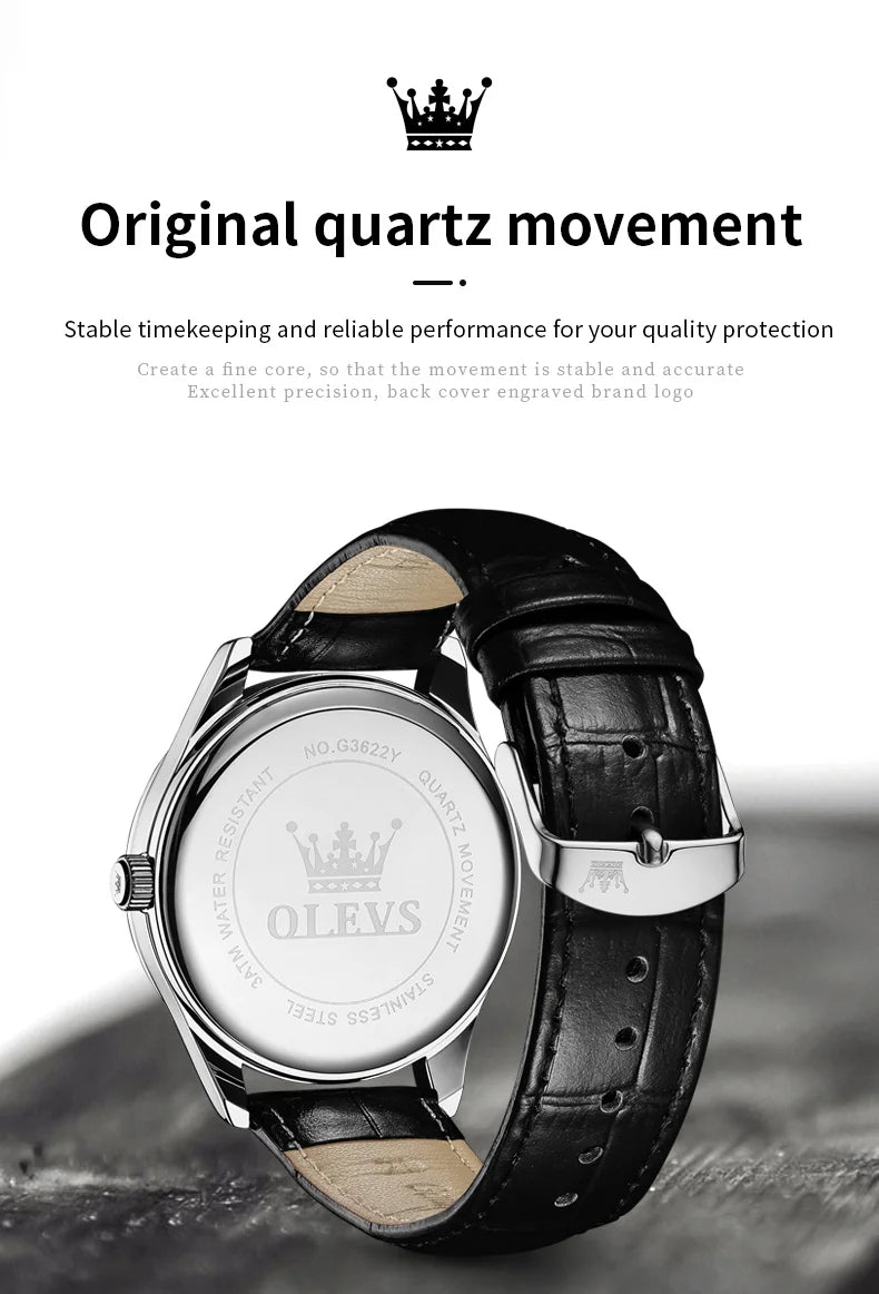 Olevs Leather Strap WaterproofQuartz Watch for Men - Premium Watches from Zeppelin - Just $32! Shop now at Dressmycell.com