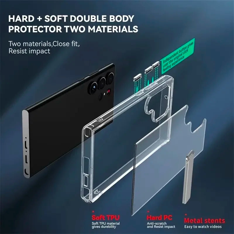 Clear Case with Horizontal & Vertical Stand for Samsung - Premium Mobile Phone Cases from Dressmycell.com - Just $15! Shop now at Dressmycell.com