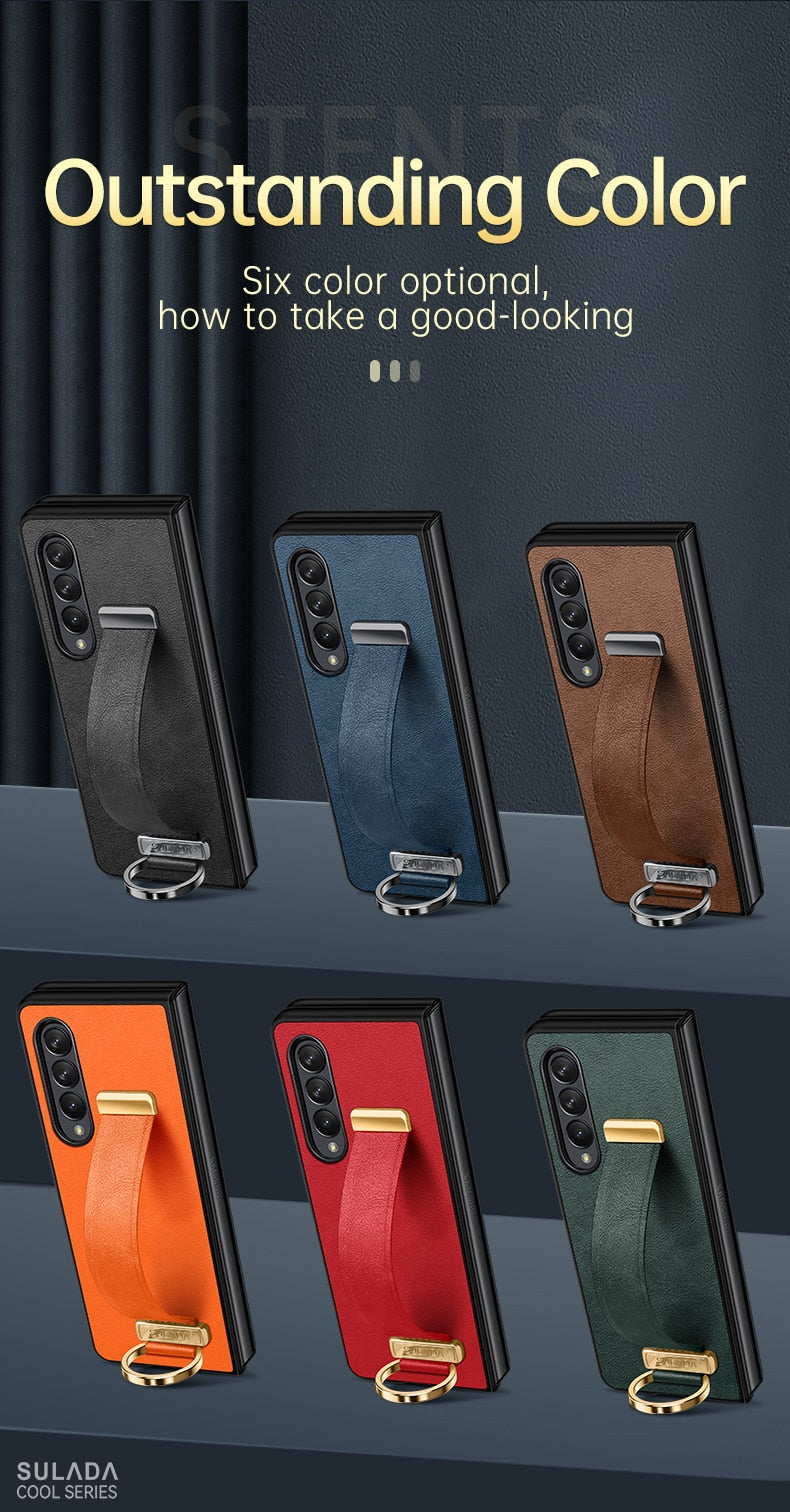 Leather Cover with Portable Wristband For Samsung Galaxy Z Fold - Premium Mobile Phone Cases from Dressmycell.com - Just $25! Shop now at Dressmycell.com