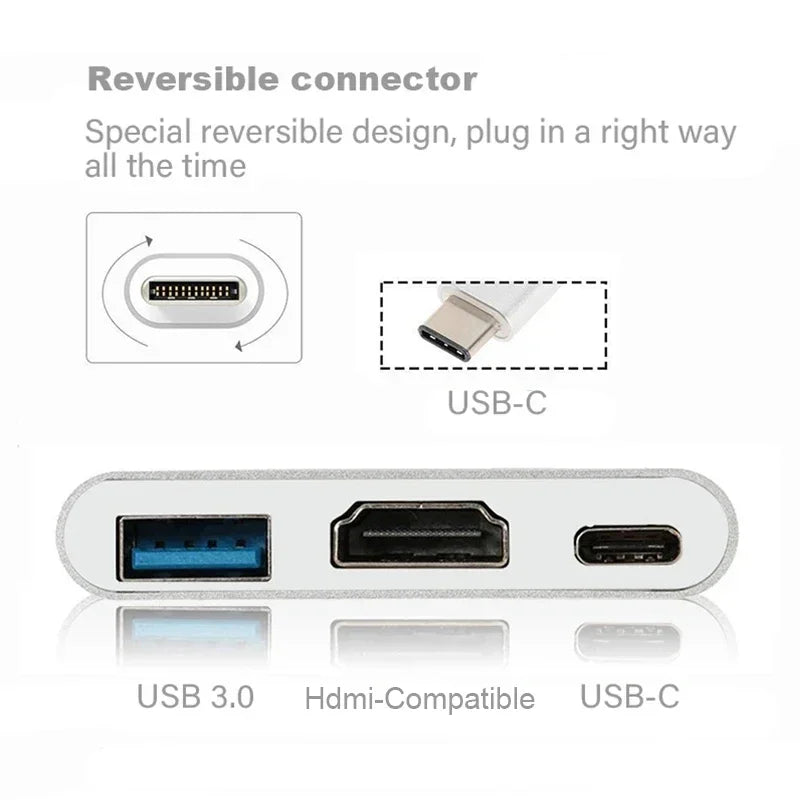 3 IN 1 USB C  Hub to HDMI USB 3.0 PD - Premium Electronics from Dressmycell.com - Just $19.99! Shop now at Dressmycell.com