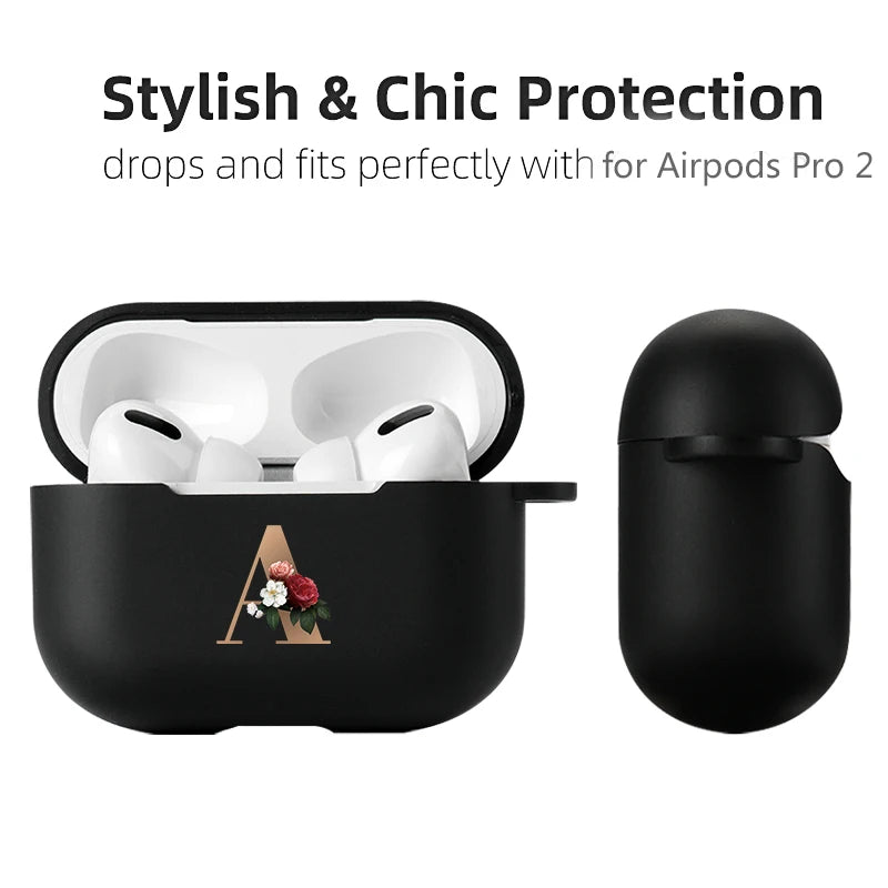 Cute Floral Gold Initial Alphabet Letter Case For Airpods - Premium Airpods Cases from Dressmycell.com - Just $14! Shop now at Dressmycell.com