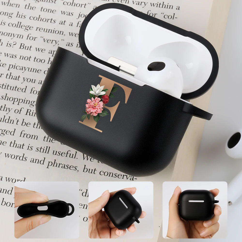 Cute Floral Gold Initial Alphabet Letter Case For Airpods - Premium Airpods Cases from Dressmycell.com - Just $14! Shop now at Dressmycell.com