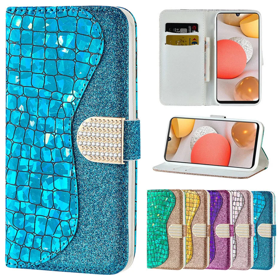 Shiny Flash Leather Wallet Case For Samsung - Premium Mobile Phone Cases from Dressmycell.com - Just $17! Shop now at Dressmycell.com