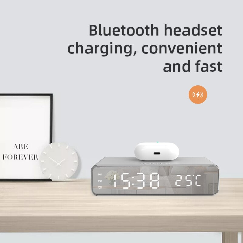 3 in 1 LED Alarm Clock with Fast Wireless Charger