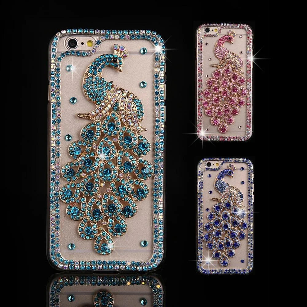 Peacock Rhinestone Case for iPhone - Premium Mobile Phone Cases from Dressmycell.com - Just $20! Shop now at Dressmycell.com