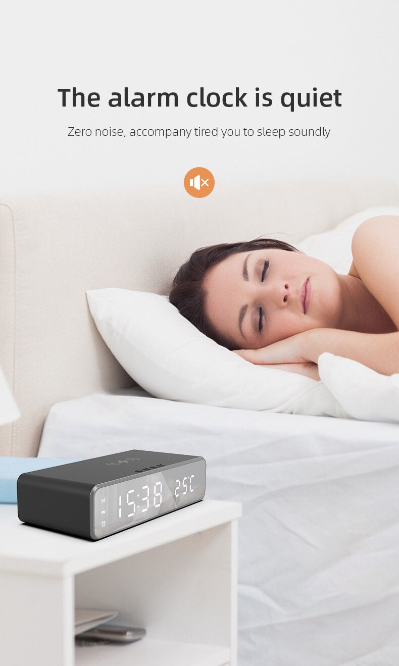 3 in 1 LED Alarm Clock with Fast Wireless Charger