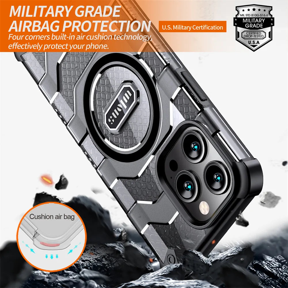Military Rugged Armor Magsafe Case For iPhone 15 - Premium Mobile Phone Cases from Dressmycell.com - Just $25! Shop now at Dressmycell.com