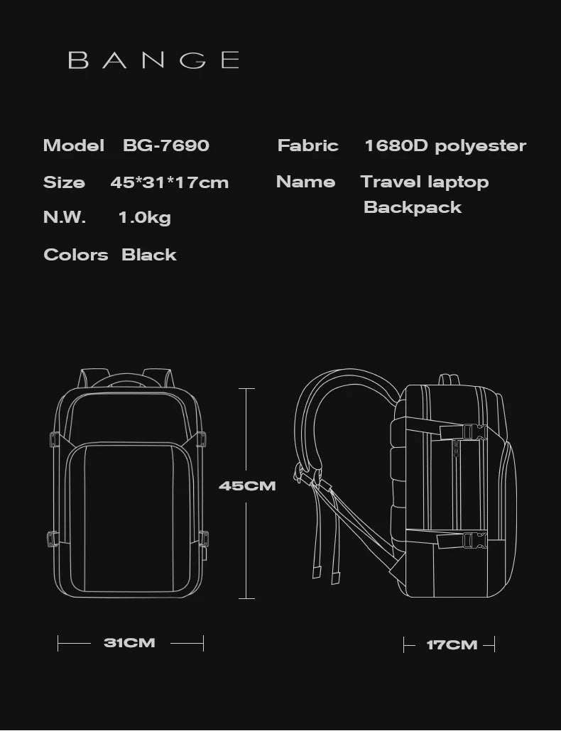 BANGE Capacity USB Charging Backpack - Premium Laptop Bags from Dressmycell.com - Just $70! Shop now at Dressmycell.com