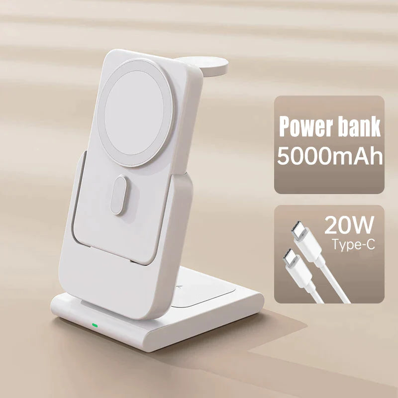 MacSafe 3in1 5000mAh  Magnetic Wireless Power Bank & Charger Station - Premium Chargers & Powerbanks from Dressmycell.com - Just $60! Shop now at Dressmycell.com