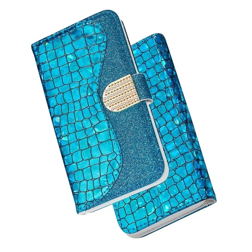 Shiny Flash Leather Wallet Case For Samsung - Premium Mobile Phone Cases from Dressmycell.com - Just $17! Shop now at Dressmycell.com