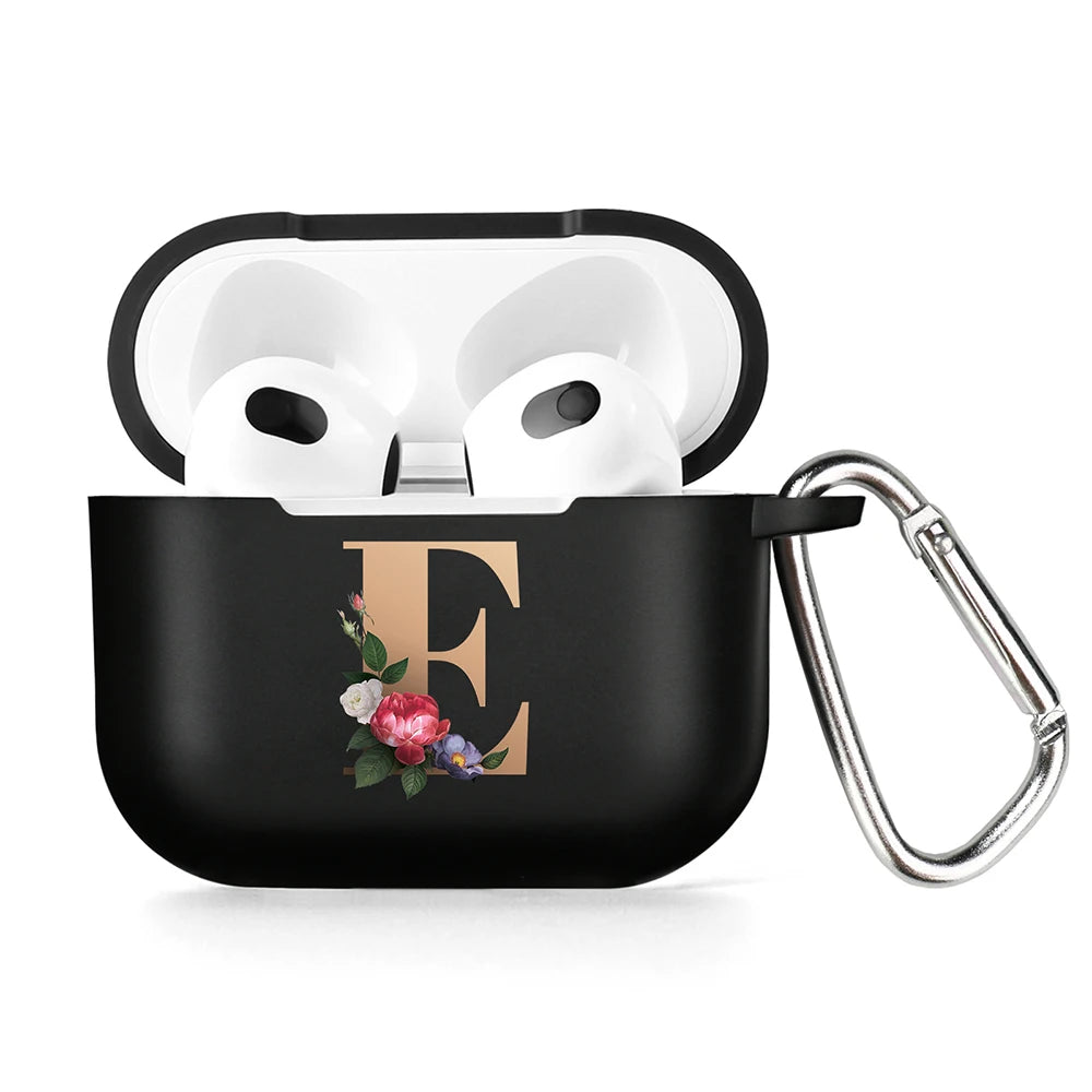 Cute Floral Gold Initial Alphabet Letter Case For Airpods - Premium Airpods Cases from Dressmycell.com - Just $14! Shop now at Dressmycell.com