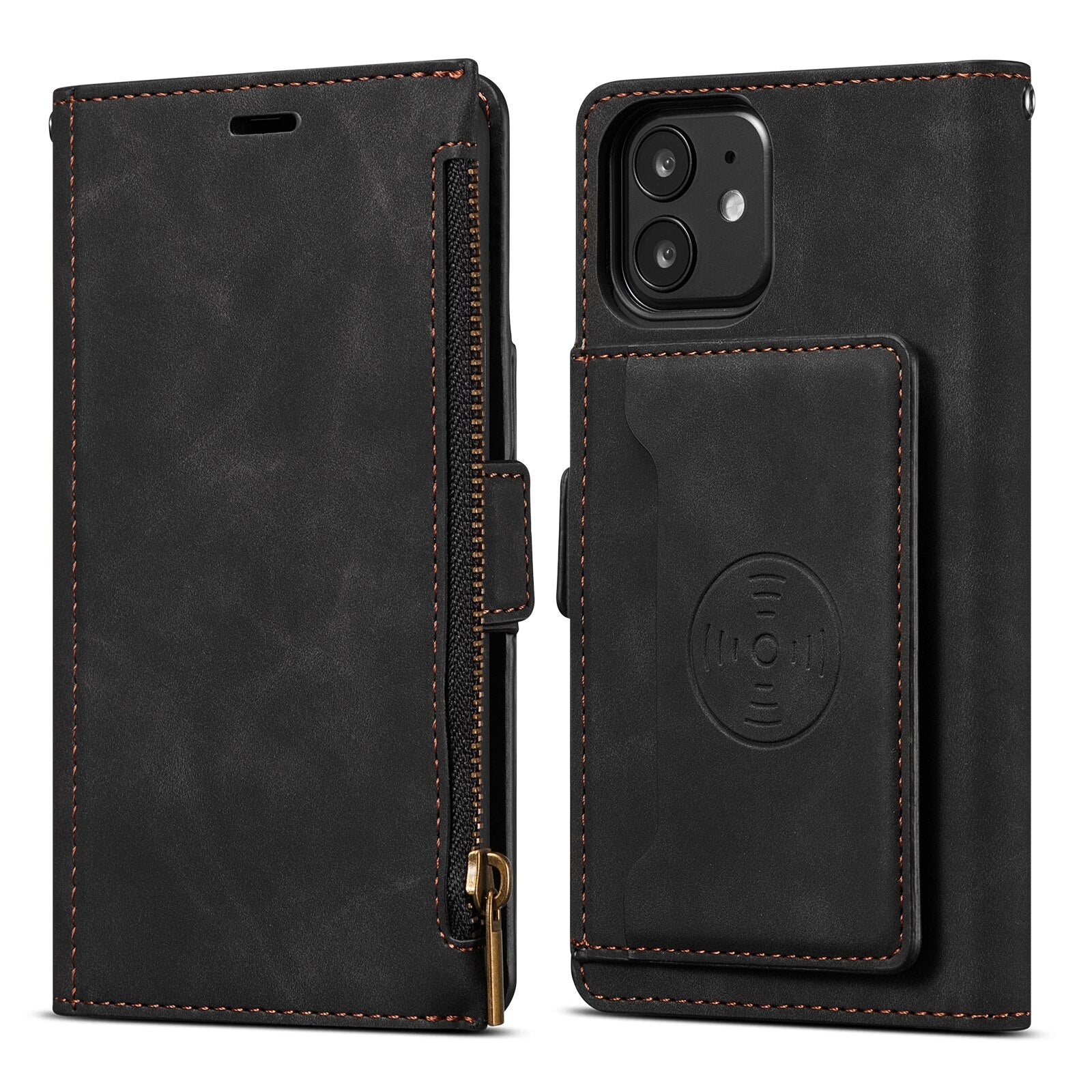 Zipper Flip Leather Wallet Case for iPhone - Premium Mobile Phone Cases from Dressmycell.com - Just $23.00! Shop now at Dressmycell.com