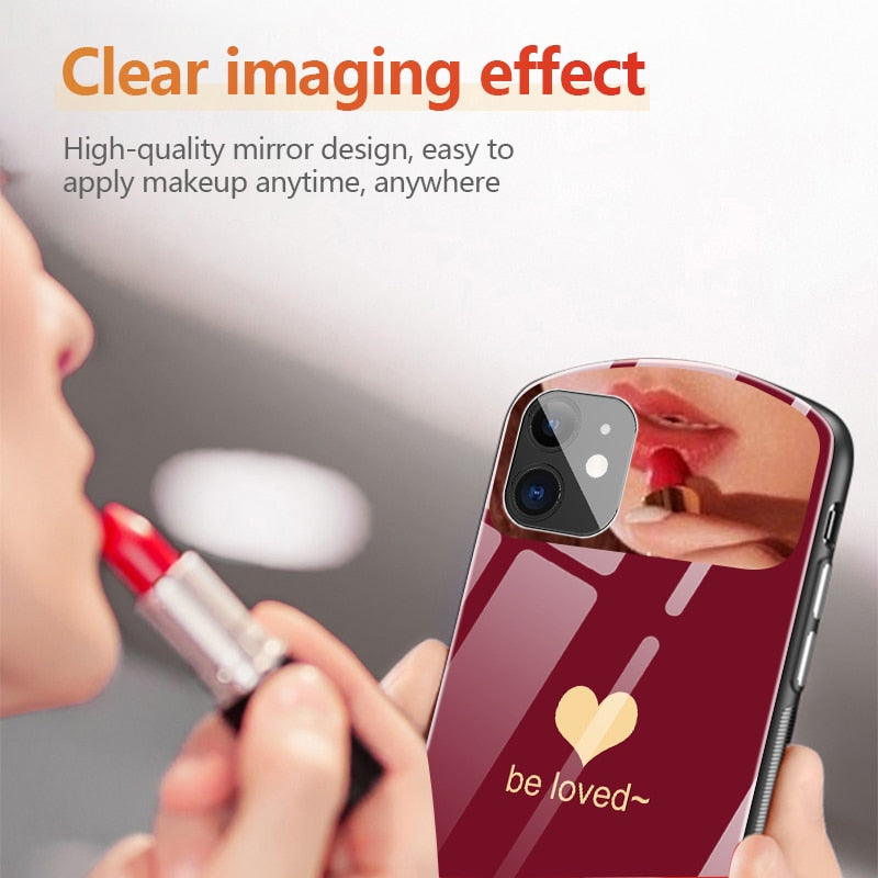 Heart-Shaped Tempered Glass Mirror Case for iPhone - Premium Mobile Phone Cases from Dressmycell.com - Just $20.00! Shop now at Dressmycell.com