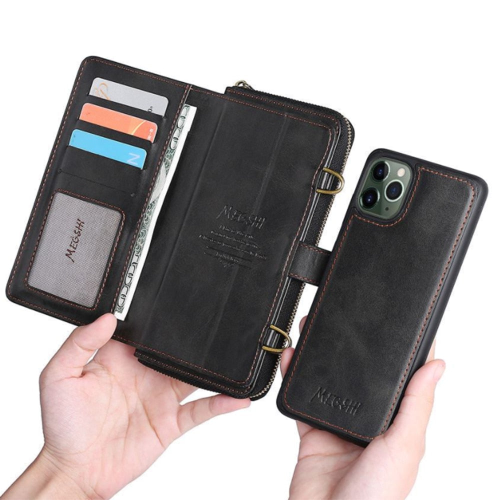 Leather Magnetic Wallet Flip Case For iPhone - Premium Mobile Phone Cases from Dressmycell.com - Just $32.00! Shop now at Dressmycell.com