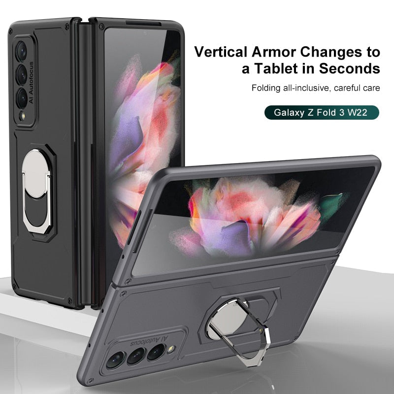 Luxury Armor Shockproof Ring Holder Case For Samsung Galaxy Z Fold - Premium Mobile Phone Cases from Dressmycell.com - Just $30.00! Shop now at Dressmycell.com
