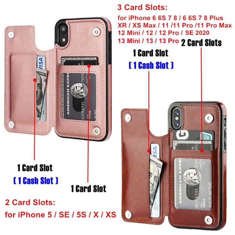 Slim Leather Wallet Flip Cover For iPhone - Premium Mobile Phone Cases from Dressmycell.com - Just $18.00! Shop now at Dressmycell.com