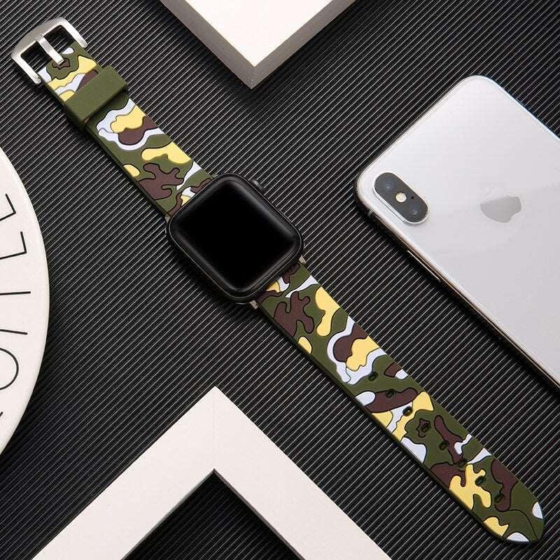 Camouflage Silicone  strap for Apple Watch - Premium Apple Watch Accessories from Dressmycell.com - Just $22.00! Shop now at Dressmycell.com