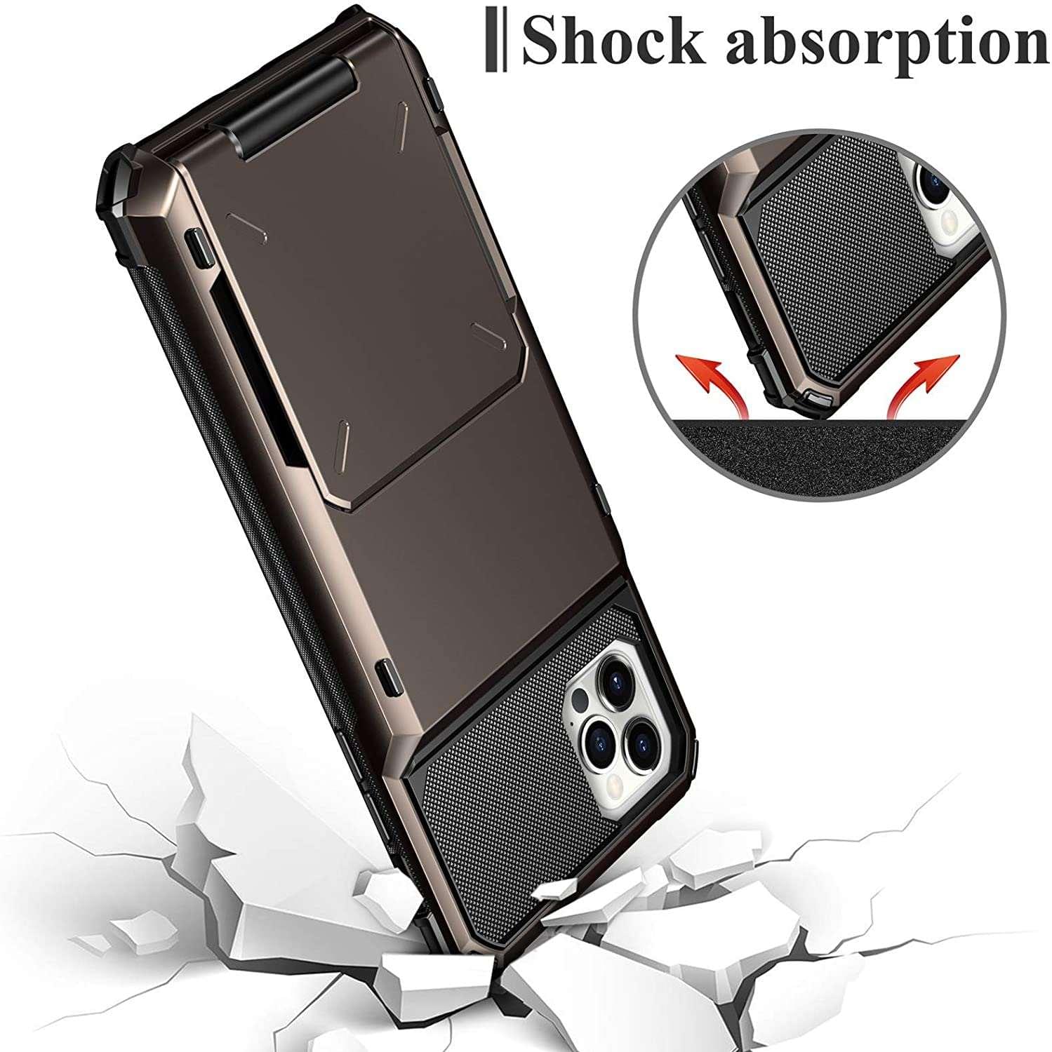 Armor Slide Wallet Card Slots Holder Cover for iPhone - Premium Mobile Phone Cases from Dressmycell.com - Just $20.00! Shop now at Dressmycell.com