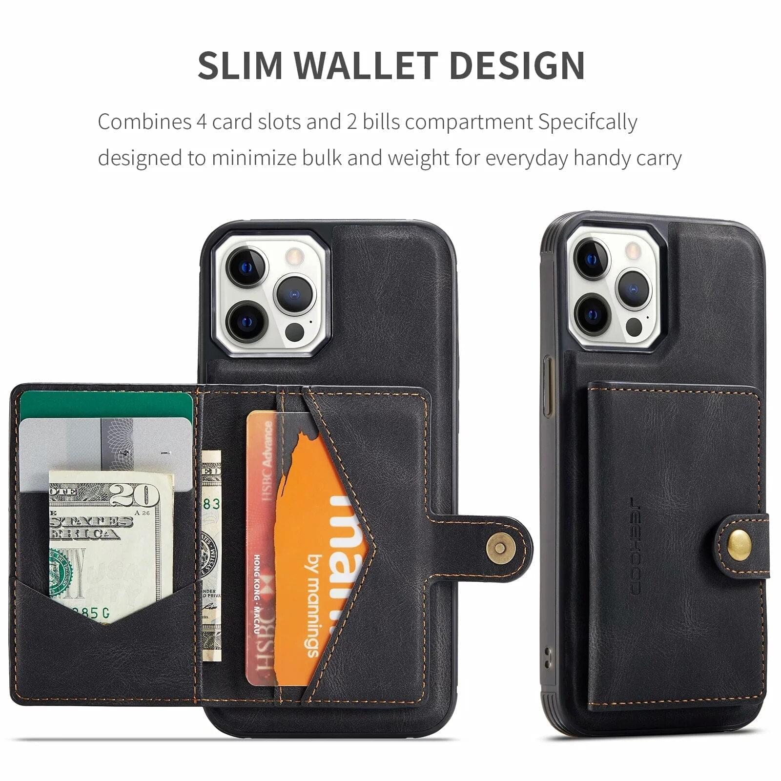 2 In 1 Magnetic Wallet Leather Case for iPhone - Premium Mobile Phone Cases from Dressmycell.com - Just $21.00! Shop now at Dressmycell.com