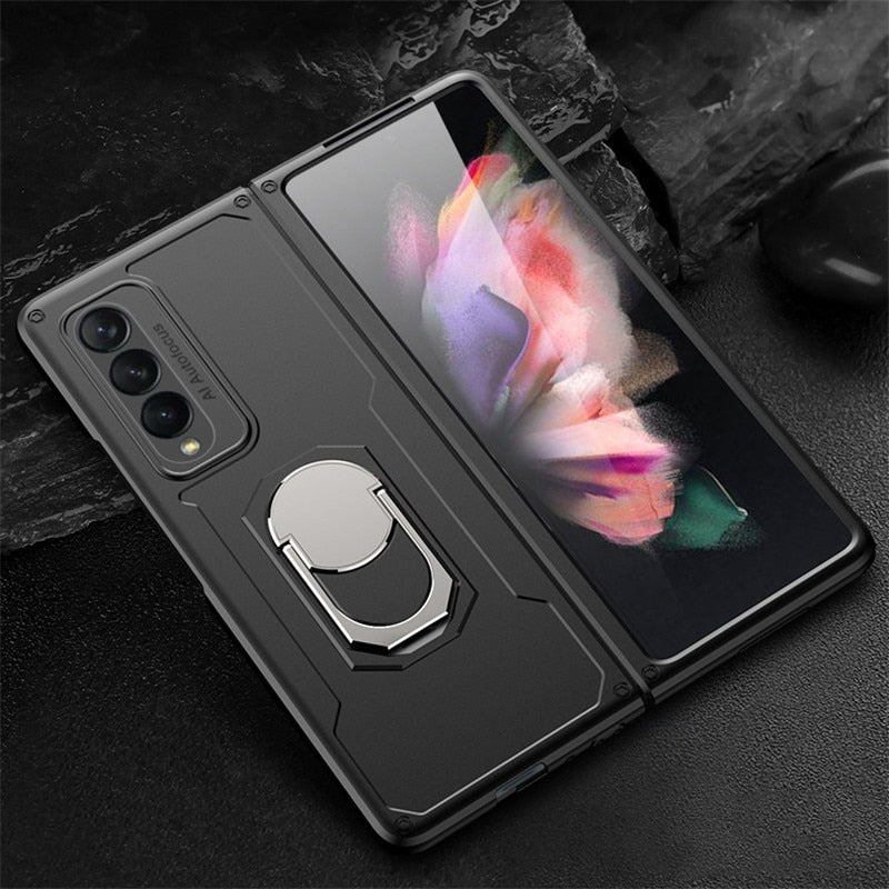 Luxury Armor Shockproof Ring Holder Case For Samsung Galaxy Z Fold - Premium Mobile Phone Cases from Dressmycell.com - Just $30.00! Shop now at Dressmycell.com