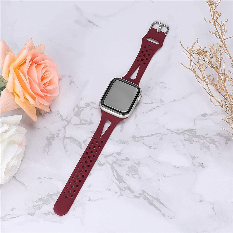 Slim Silicone Sport Strap for Apple Watch - Premium Apple Watch Accessories from Dressmycell.com - Just $15.00! Shop now at Dressmycell.com