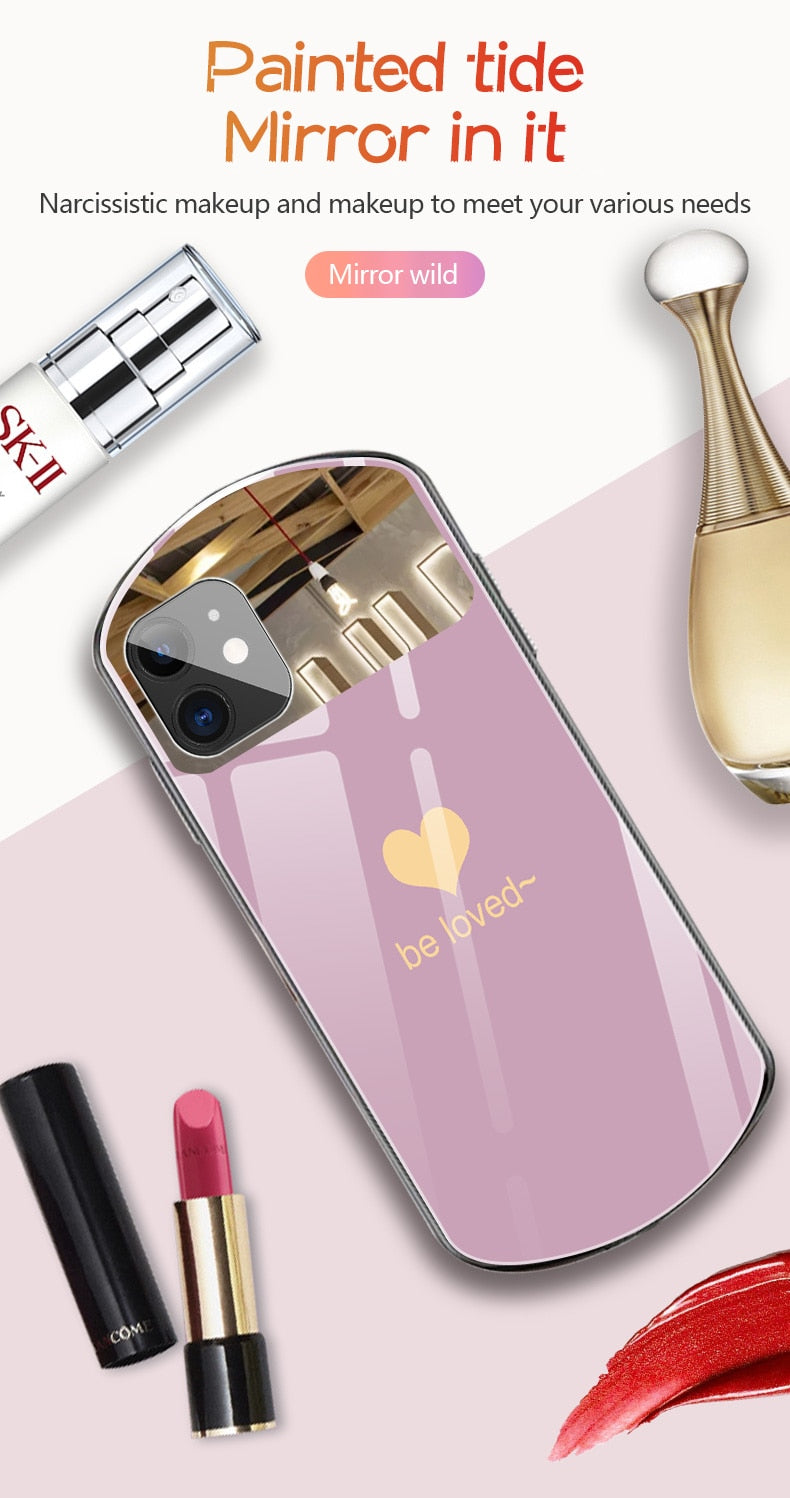 Heart-Shaped Tempered Glass Mirror Case for iPhone - Premium Mobile Phone Cases from Dressmycell.com - Just $20.00! Shop now at Dressmycell.com