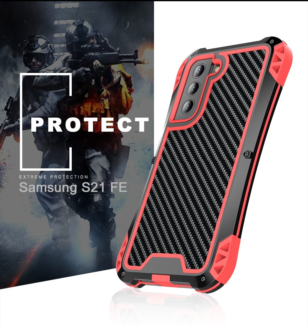 R-JUST Military Grade Shockproof Metal Case For Samsung Galaxy S21 FE - Premium Mobile Phone Cases from R-Just - Just $35.00! Shop now at Dressmycell.com