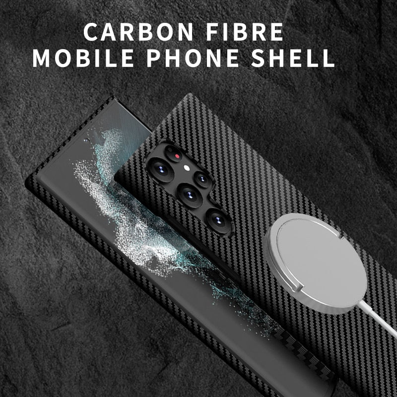 2 In 1 Magnetic Carbon FIber Case For Samsung With Card Holder - Premium Mobile Phone Cases from Dressmycell.com - Just $36.00! Shop now at Dressmycell.com