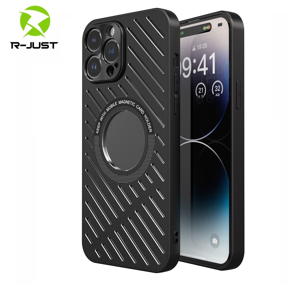 R-Just Slim Metal Case Compatible with Magnetic Wireless Charging for iPhone - Premium Mobile Phone Cases from R-Just - Just $22.00! Shop now at Dressmycell.com